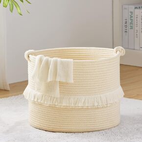 Jute Rope Laundry Hamper Basket by YOUDENOVA, 58L Tall Laundry Basket, Baby Nursery Hamper for Blanket Storage, Clothes Hamper for Laundry in Bedroom-Large-Jute