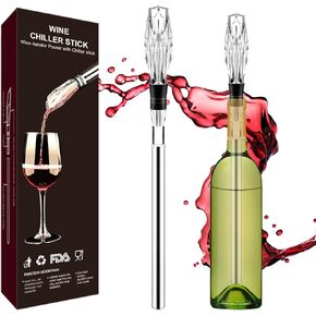 Wine Chiller Stick Wine Aerator, Premium Iceless Wine Chilling Rod, Aerating Pourer and Decanter Spout - Wine Accessories Gifts for Wine Lovers Man Women