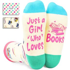Zmart Book Lover Gifts for Women, Novelty Reading Gifts Book Gifts for Book Lovers Girls, Crazy Book Reading Socks for Teen Girls