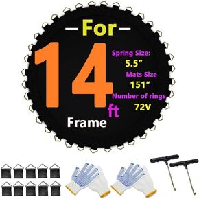استبدال حصيرة الترامبولين (قطر السجادة: 151 بوصة) يناسب إطارًا بطول 14 قدمًا، مع 72 حلقة على شكل حرف V تناسب مقاس 5.5 بوصة، مقاومة للأشعة فوق البنفسجية، مع خطافين وزوجين من القفازات المضادة للانزلاق، مجموعة إبزيم حلقي مثلث in Kuwait