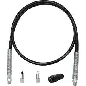 47in 4-Piece Grease Gun Hose Kit, Grease Gun Accessories Set Includes 47in Flex Grease Hose Extension, 4-Jaw Standard Grease Couplers and 2pcs Sharp Nozzles (1/8" NPT)…