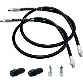 39in 6-Piece Grease Gun Hose Kit, Grease Gun Accessories Set Includes 2pcs 39" Flex Grease Hose Extension, 2pcs 4-Jaw Standard Grease Couplers and 2pcs Sharp Nozzles (1/8" NPT)…