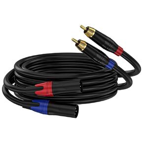 RCA to XLR Cable, Dual RCA Male to Dual XLR Male Cable, 2 RCA Male to 2 XLR Male HiFi Audio Cable, 4N OFC Wire, for Amplifier Mixer Microphone, 25 Feet