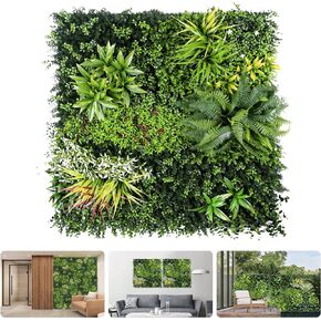 Artificial Plant Wall Panels, 40"x 40" Boxwood Hedge Wall Panels with UV Protection, Privacy Screen Fence, Greenery Wall Backdrop for Indoor Outdoor Garden Fence Backyard Decor (B0001)