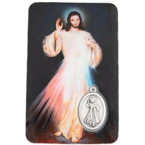 Holy Prayer Card with Built-In Medal Pendant | Laminated Full-Color Prayer Card | Great Variety | Great Christian Gift for First Communion and Confirmation (Saint Bernadette and Our Lady of Lourdes Prayer Card and Medal)