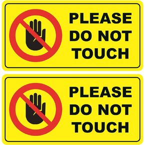 Do Not Touch Warning Sticker,10pcs 2x4 inch Yellow Pls Do Not Touch Sign Warning Label