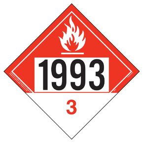 1993 Placard, Class 3 Combustible Liquid 25-pk. - 10.75" x 10.75" Polycoated Tagboard for Temporary Applications - J. J. Keller & Associates - Complies with DOT Hazmat Placard Requirements