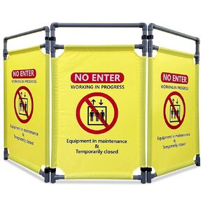 Do Not Enter-Signs Green Elevator Maintenance Caution - Sign 3 Panels Safety Barriers 3.2 FT Foldable Safety Barricade Heavy Duty PVC Frame Security Sign