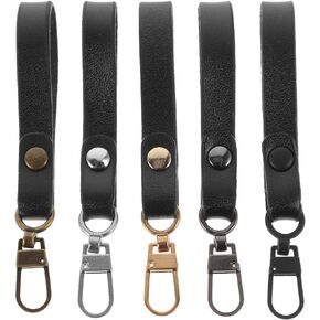 VILLCASE 5pcs Leather Zipper Pull Replacement, Detachable Zipper Heads Fixer Pull for Purse Luggage Handbags Bags Coat Backpacks Repair Accessories Coffee