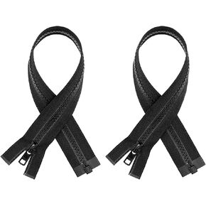 #5 Molded Black Vislon YKK Separating Zippers - Automatic Lock Slider - Made in The United States (2 Pieces Per Pack) (20" Inches)
