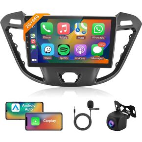 Android Car Stereo for Ford Transit/Tourio Universal 2013-2021,Wireless Carplay Android Auto Car Radio,2G+64G 9’’ Touch Screen Head Unit with GPS WiFi Bluetooth Mirror Link FM RDS Backup Camera Mic