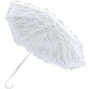 TOPINCN White Lace Parasol Umbrella, J Handle Elegant Bridal Vintage Prop Romantic Bridal Umbrella Crafts for Wedding Party Decorations in Kuwait