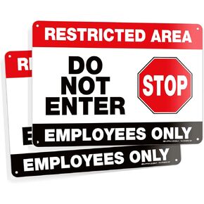 iSYFIX Restricted Area Sign – 1 Pack 14X10 Inch – Do Not Enter, Employees Only Signs, 100% Rust Free .040 Aluminum Signs, Laminated, UV, Weather, Scratch, Water & Fade Resistance, Indoor & Outdoor
