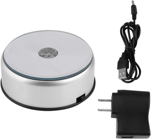 GLOGLOW قاعدة عرض LED، ضوء ملون دوار من الزجاج الكريستالي حامل عرض فني حامل قابس الولايات المتحدة 110-240 فولت in Saudi Arabia