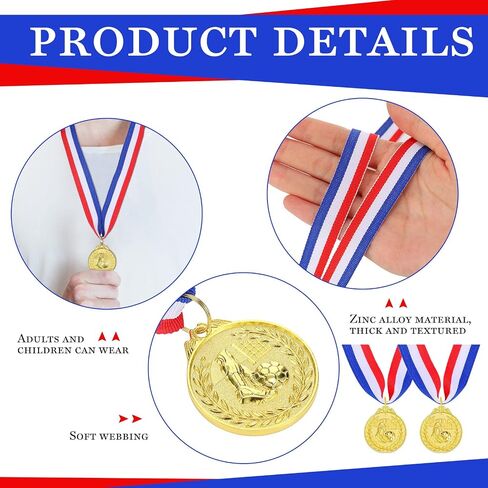 Jexine 36 Pieces Soccer Medals for Kids Olympic Style Gold Award Medals with Ribbons Metal Soccer Trophy Bulk for Sports Team Soccer Game Participation Prizes Party Favors in Saudi Arabia