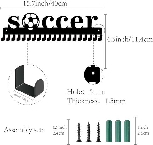 CREATCABIN Football Player Medal Display Holder Soccer Metal Medal Hanger Sports 3 Rung Badge Display Case Holder Rack Wall Mount Frame Gifts for boys Running Gymnastics Over 60 Medals in Kuwait