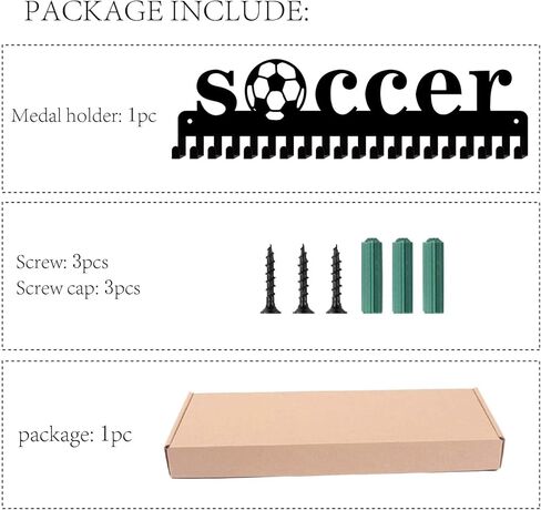 CREATCABIN Football Player Medal Display Holder Soccer Metal Medal Hanger Sports 3 Rung Badge Display Case Holder Rack Wall Mount Frame Gifts for boys Running Gymnastics Over 60 Medals in Kuwait