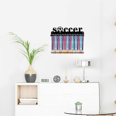 CREATCABIN Football Player Medal Display Holder Soccer Metal Medal Hanger Sports 3 Rung Badge Display Case Holder Rack Wall Mount Frame Gifts for boys Running Gymnastics Over 60 Medals in Kuwait