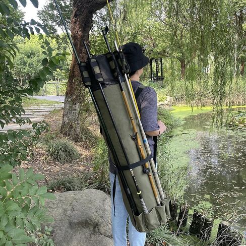 LINOCA Fishing Rod Bag Pole Storage Bag Fishing Rod Case Holds 5 Poles Travel Case Waterproof Lightweight Fishing Tackle Storage Bag Large Capacity Fishing Gear Organizer Gift for Men in Saudi Arabia