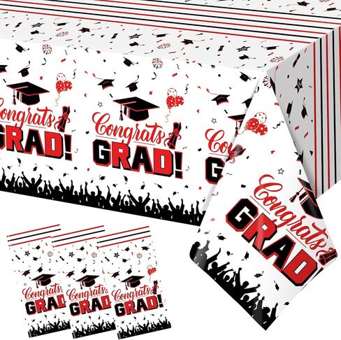 3Pcs Red and Blue Graduation Tablecloth Class of 2024 Graduation Party Supplies 2024 Table Decorations Plastic Rectangular Disposable Tablecloth for Graduation Party Decorations in Saudi Arabia