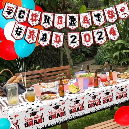 3Pcs Red and Blue Graduation Tablecloth Class of 2024 Graduation Party Supplies 2024 Table Decorations Plastic Rectangular Disposable Tablecloth for Graduation Party Decorations in Saudi Arabia