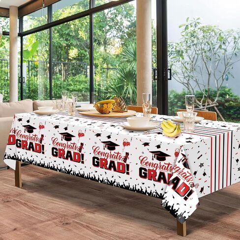 3Pcs Red and Blue Graduation Tablecloth Class of 2024 Graduation Party Supplies 2024 Table Decorations Plastic Rectangular Disposable Tablecloth for Graduation Party Decorations in Saudi Arabia