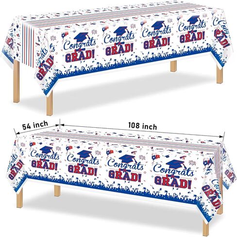 3Pcs Red and Blue Graduation Tablecloth Class of 2024 Graduation Party Supplies 2024 Table Decorations Plastic Rectangular Disposable Tablecloth for Graduation Party Decorations in Saudi Arabia