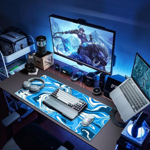 Canjoy Gaming Mouse Pad, Fluid Pattern Mouse Pad 31.5x11.8inch Large Extended Computer Mouse Mat Keyboard Full Desk Mousepad for Gaming, Office, Home in Kuwait