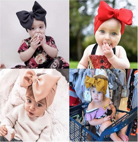 6 قطع من عصابات الرأس الصلبة القابلة للتمدد مع أغطية الرأس ذات عقدة كبيرة وإكسسوارات الشعر للأطفال ذات غطاء الرأس الناعم in Kuwait