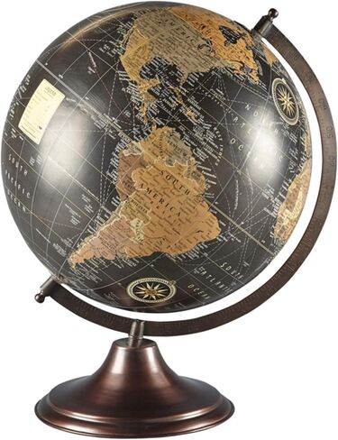 تصميم مميز من Ashley Oakden Vintage Metal Spinning Globe، 16.5 بوصة، أسود وبني in Saudi Arabia