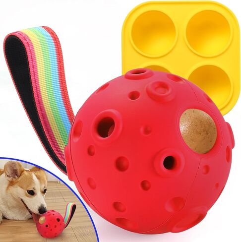 Yikko Dog Puzzle Toy, Fillable Frozen Dog Enrichment Toys, Interactive Dog Ball Toys Keep Busy for 10-80Lbs Dogs, Easy Clean Rubber Outdoor Dog Chew Toys, Best Gift for Dogs Birthday Xmas (Blue) in Saudi Arabia