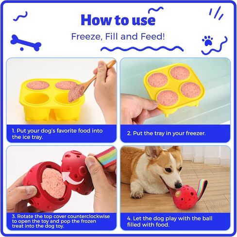 Yikko Dog Puzzle Toy, Fillable Frozen Dog Enrichment Toys, Interactive Dog Ball Toys Keep Busy for 10-80Lbs Dogs, Easy Clean Rubber Outdoor Dog Chew Toys, Best Gift for Dogs Birthday Xmas (Blue) in Saudi Arabia