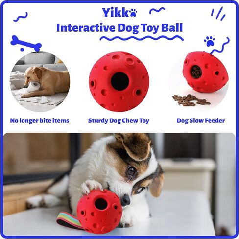 Yikko Dog Puzzle Toy, Fillable Frozen Dog Enrichment Toys, Interactive Dog Ball Toys Keep Busy for 10-80Lbs Dogs, Easy Clean Rubber Outdoor Dog Chew Toys, Best Gift for Dogs Birthday Xmas (Blue) in Saudi Arabia