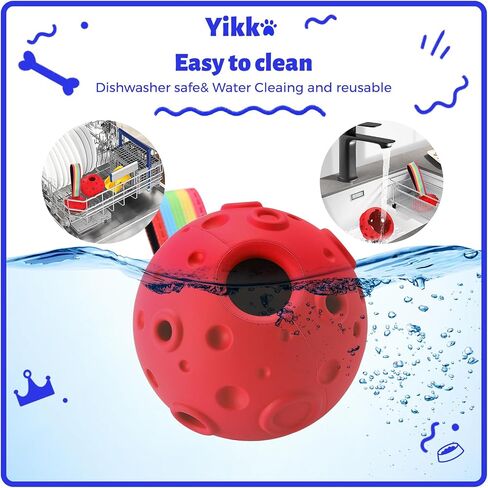Yikko Dog Puzzle Toy, Fillable Frozen Dog Enrichment Toys, Interactive Dog Ball Toys Keep Busy for 10-80Lbs Dogs, Easy Clean Rubber Outdoor Dog Chew Toys, Best Gift for Dogs Birthday Xmas (Blue) in Saudi Arabia