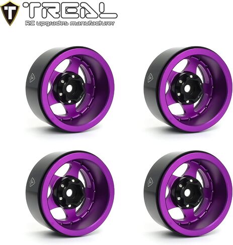 TREAL 1.55'' Beadlock Wheels (4P) Aluminum CNC Machined 5-Star Wheels for 1/10 RC Crawler Car -Type B (Gray) in Saudi Arabia