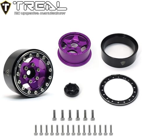 TREAL 1.55'' Beadlock Wheels (4P) Aluminum CNC Machined 5-Star Wheels for 1/10 RC Crawler Car -Type B (Gray) in Saudi Arabia