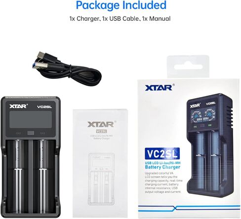 شاحن بطارية عالمي XTAR VC2SL شاشة LCD شاحن ذكي سريع للبطاريات القابلة لإعادة الشحن Ni-MH Ni-Cd AA AAA Li-ion IMR in Kuwait