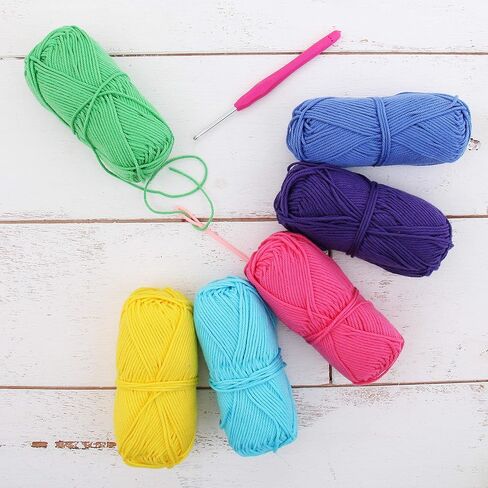 Threadart Crochet 100% Pure Cotton Yarn Set | Bright Colors | Pack of 6 Skeins Each 50 grams | Worsted Medium #4 Yarn | 85 yds per Skein in Saudi Arabia