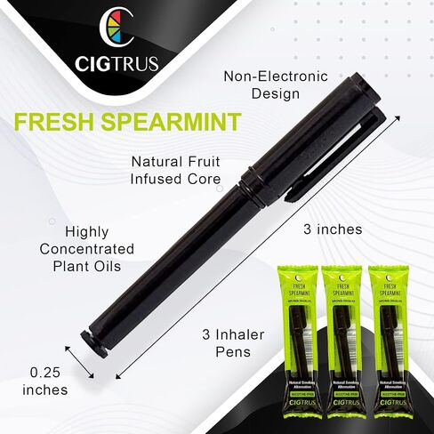 Smokeless Air Puffer | Fresh Spearmint- 3 Piece | Smoking Alternative Oil Pen- Non-Electric | Nicotine-Free, Smoke-Free, Tobacco-Free | Oral Fixation Craving Relief in Saudi Arabia