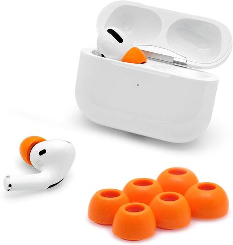 Eartune Fidelity UF-A Premium Memory Foam Tips for AirPods Pro (1st Gen & 2nd Gen) - Fits in Charging Case, Stays in Your Ears, Superb Sound Isolation, and Built-in Waxguard - Medium, [Orange] in Kuwait