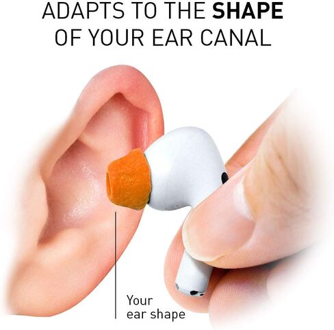 Eartune Fidelity UF-A Premium Memory Foam Tips for AirPods Pro (1st Gen & 2nd Gen) - Fits in Charging Case, Stays in Your Ears, Superb Sound Isolation, and Built-in Waxguard - Medium, [Orange] in Kuwait