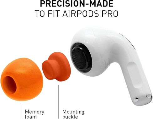 Eartune Fidelity UF-A Premium Memory Foam Tips for AirPods Pro (1st Gen & 2nd Gen) - Fits in Charging Case, Stays in Your Ears, Superb Sound Isolation, and Built-in Waxguard - Medium, [Orange] in Kuwait