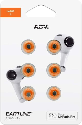 Eartune Fidelity UF-A Premium Memory Foam Tips for AirPods Pro (1st Gen & 2nd Gen) - Fits in Charging Case, Stays in Your Ears, Superb Sound Isolation, and Built-in Waxguard - Medium, [Orange] in Kuwait