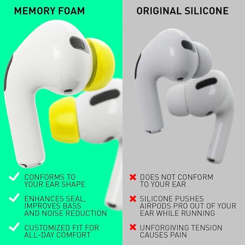 Eartune Fidelity UF-A Premium Memory Foam Tips for AirPods Pro (1st Gen & 2nd Gen) - Fits in Charging Case, Stays in Your Ears, Superb Sound Isolation, and Built-in Waxguard - Medium, [Orange] in Kuwait