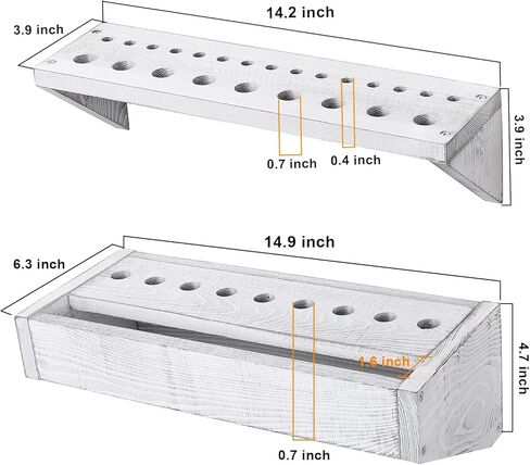 LIANTRAL Screwdriver Wrench Holder Organizer, Wall Mount Wood Hand Tool Hammer Pliers Storage Rack, 2-Pack (gray-whitewash) in Kuwait