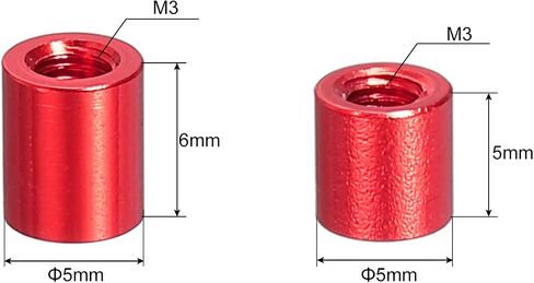 MECCANIXITY 10 قطعة M3x5mm 10 قطعة M3x6mm عمود ألومنيوم مستدير من سبيكة المواجهة فاصل مسمار السحابة لـ Quadcopter أحمر in Saudi Arabia