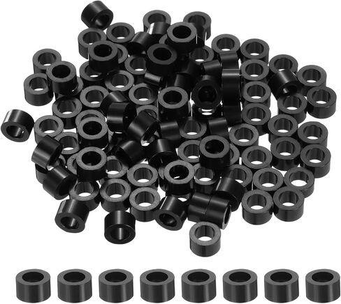 uxcell 100pcs Nylon Round Spacers 4mm ID, 7mm OD, 6mm Height Screws Spacers Without Threaded, Plastic Spacer for M4 Screws, Black in Saudi Arabia