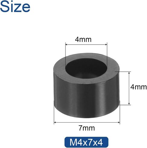 uxcell 100pcs Nylon Round Spacers 4mm ID, 7mm OD, 6mm Height Screws Spacers Without Threaded, Plastic Spacer for M4 Screws, Black in Saudi Arabia