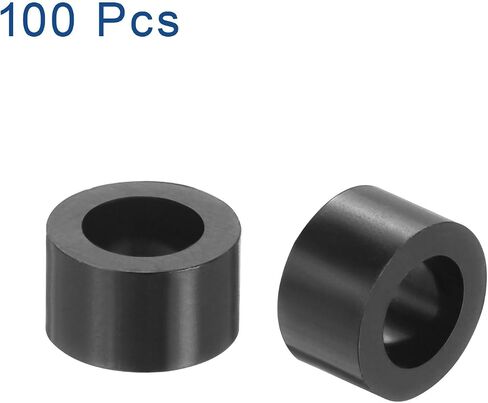 uxcell 100pcs Nylon Round Spacers 4mm ID, 7mm OD, 6mm Height Screws Spacers Without Threaded, Plastic Spacer for M4 Screws, Black in Saudi Arabia
