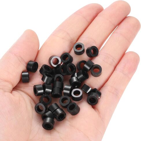 uxcell 100pcs Nylon Round Spacers 4mm ID, 7mm OD, 6mm Height Screws Spacers Without Threaded, Plastic Spacer for M4 Screws, Black in Saudi Arabia